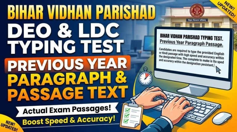 Typing Master Pro 1 Bihar Vidhan Parishad DEO and LDC Typing Test Passage (Pdf)