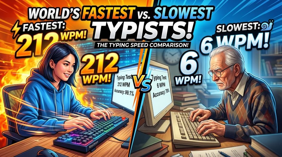 Fastest and Slowest Typists in the World (Typing Speed)