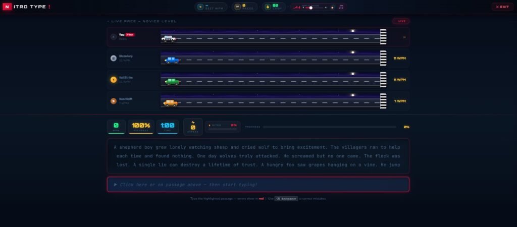 Nitro Typing Lite Version - Car Race Typing Game