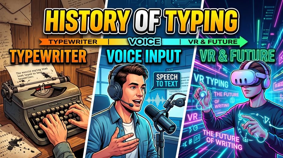 History of Typing from Typewriter to Voice and VR (Future)
