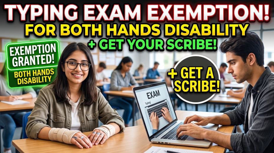 Typing Exam Exemption for Both Hands Disability (Scribe) 3 Typing Exam Exemption for Both Hands Disability (Scribe)