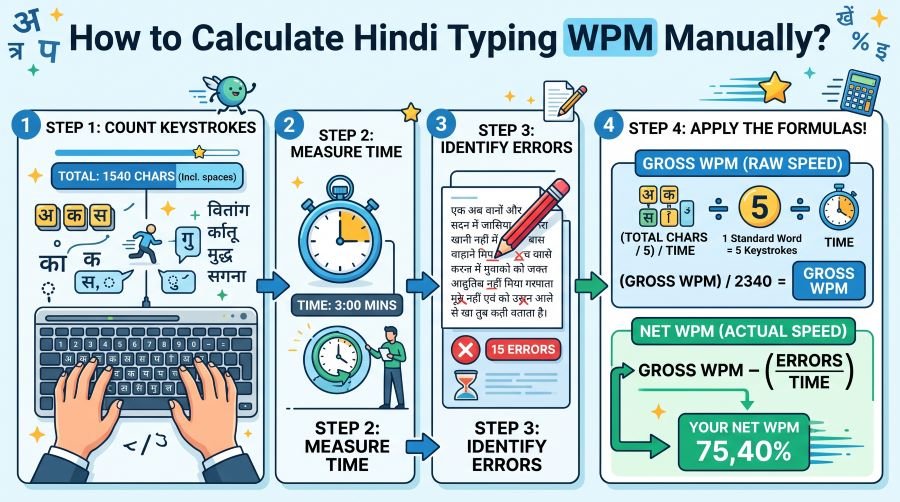 How to Calculate Hindi Typing WPM Manually? 3 How to Calculate Hindi Typing WPM Manually