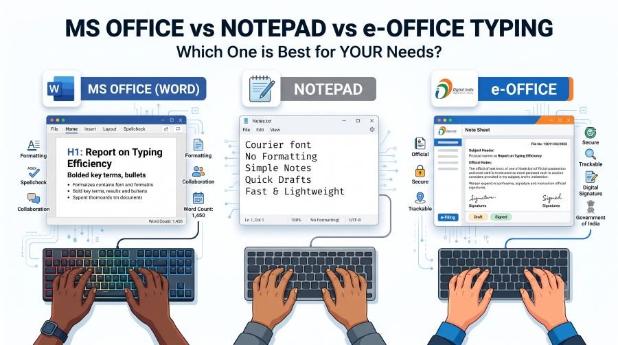 MS Office vs Notepad vs e-Office Typing 3 MS Office vs Notepad vs e-Office Typing