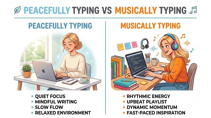 Peacefully Typing vs Musically Typing 2 Peacefully Typing vs Musically Typing