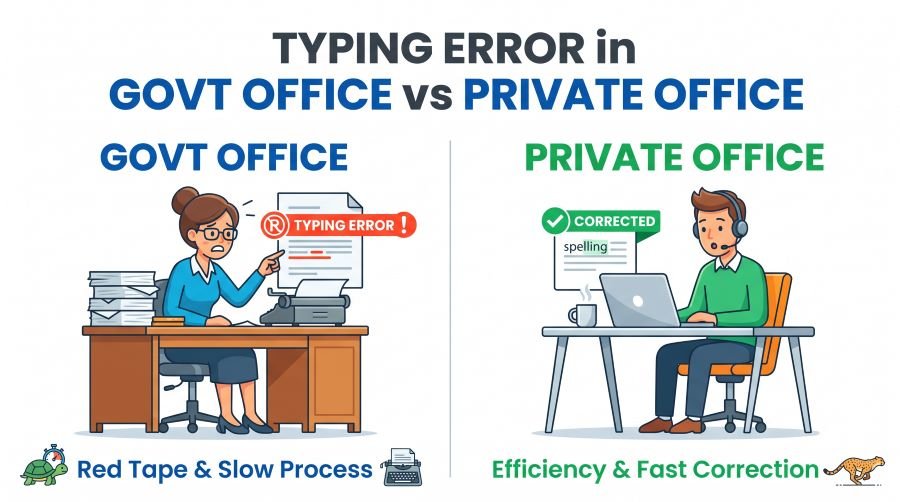 Typing Error in Govt Office vs Private Office