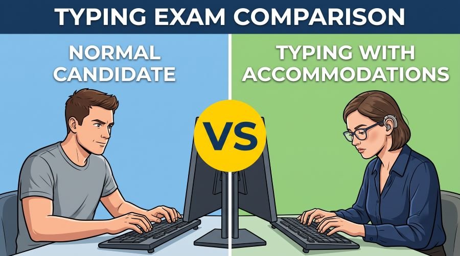 Typing Exam With Glasses or Hearing Aids vs Normal Candidate