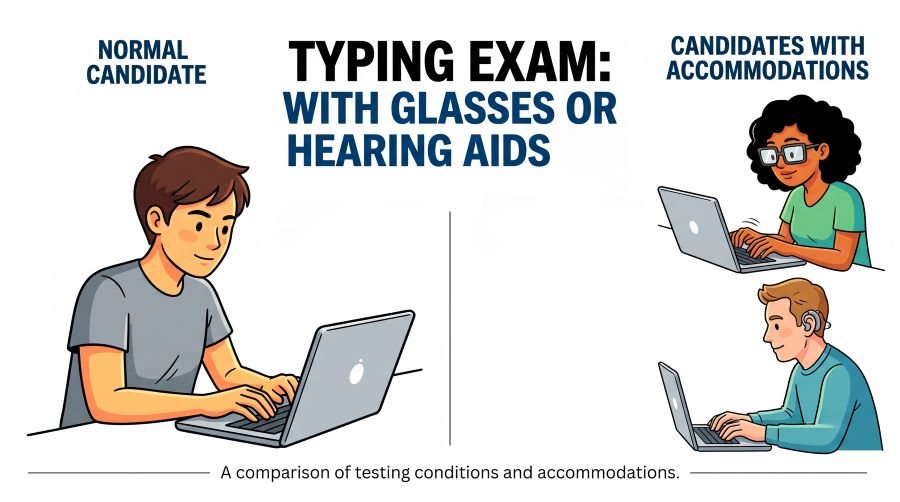 Typing Exam With Glasses or Hearing Aids vs Normal Candidate 3 Typing Exam With Glasses or Hearing Aids vs Normal Candidate