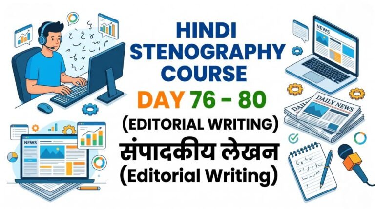 Hindi Stenography Course Day 76 - 80 (Editorial Writing) 2 Hindi Stenography Course Day 76 - 80 (Editorial Writing)